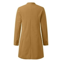 Ketyyh-chn дамски якета с дълъг ръкав отгоре ежедневни твърди отворени предни яке каки, ​​4xl