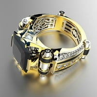 Bigstone Mens Ring Vintage Jewelry Gift Copper Rhinestone Inlaid Resmed Finger Ring за ежедневието