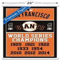 Сан Франциско Джайънтс-шампионски стенен плакат с дървена магнитна рамка, 22.375 34