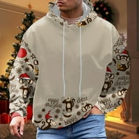 Качулки за мъже есен и зимна коледна мода свободно време 3D цифров печат с качулка джоб дълъг пуловер с дълъг ръкав с дълъг ръкав