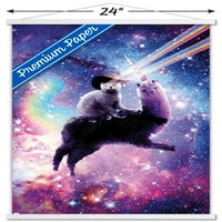 Джеймс Букър - лазерно пространство Cat Llama стенен плакат с магнитна рамка, 22.375 34