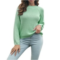 Fesfesfes жени пуловер с дълги ръкави върхове кръг на шията разхлабена пуловер върхове солиден цвят блуза плетен пуловер под 10