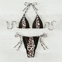 Жени модни каишки Леопардов печат Удобен сплит бански костюм Бикини плажни дрехи