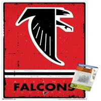 Атланта Фалкънс - ретро лого плакат за стена с щифтове, 14.725 22.375