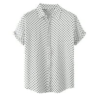 Wofedyo мъжки ризи Мъжки лятна ежедневна вълнова точка риза за печат с къс ръкав запушване на яка риза риза ризи за мъже