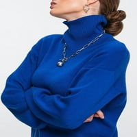 Жени свободни костенурки пуловер плъзгач плъзга се с дълъг ръкав пуловери есен зимни топли плетени джъмпери улични дрехи