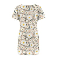Женски летни ежедневни тениски рокля с къси ръкави Crewneck Swing Boho Beach Dress Fashion Floral Print Mini рокля