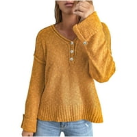 Намален дамски пуловер с v-образно пуловер пуловер плътно цвят удобно къса дължина с дълъг ръкав плетен пуловер палто